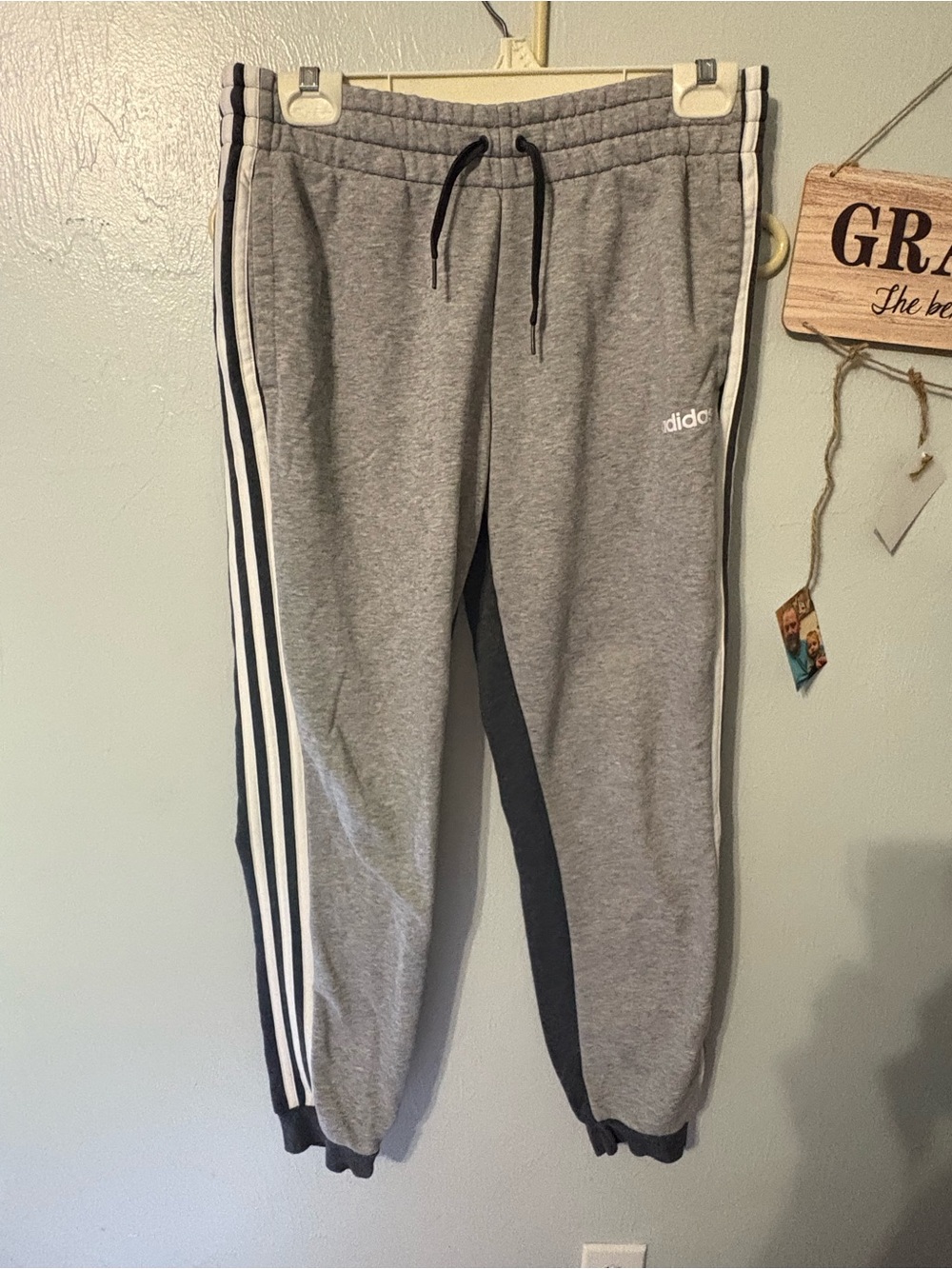 Adidas women’s ' Grey Three-Stripe Jogger Pants